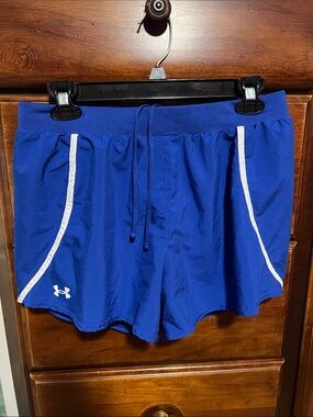 Under Armour Blue Performance Running Shorts with White Trim